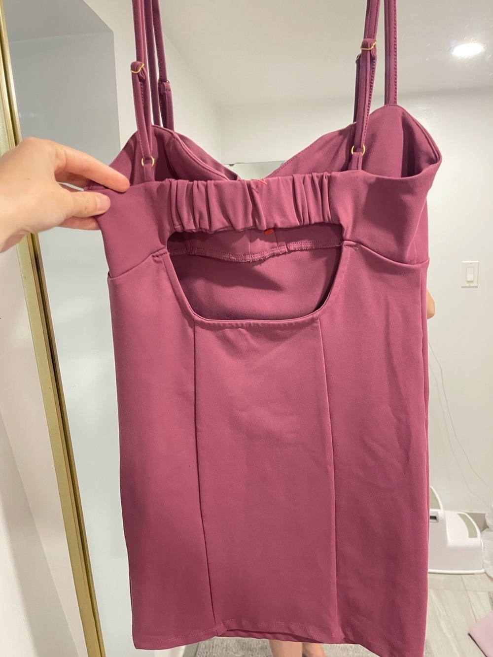 Free People Bodycon Bustier Mini Dress Plum Mauve Stretch Spaghetti Strap Size M - Picture 5 of 6